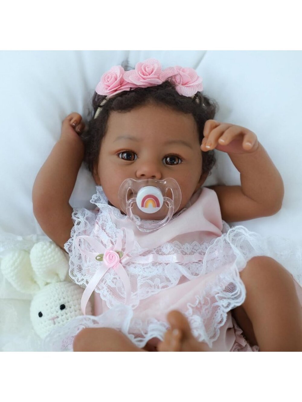 Lifelike 18-Inch African American Reborn Baby Doll | Handmade, Weighted